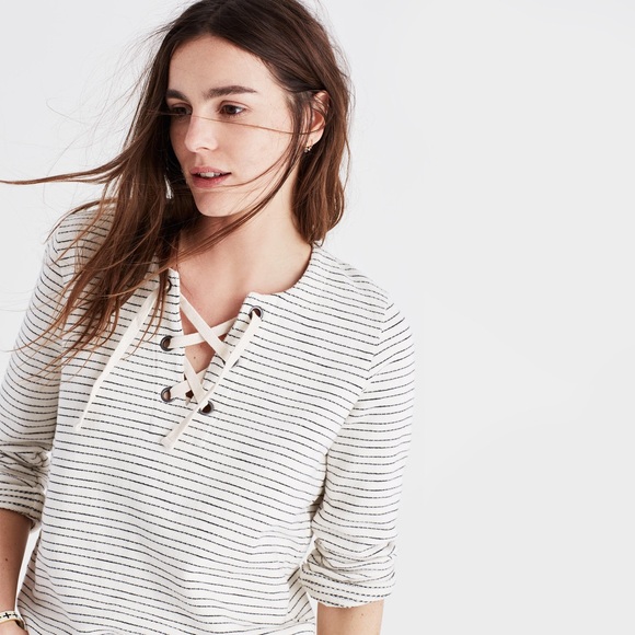 Madewell Tops - Madewell striped lace-up top